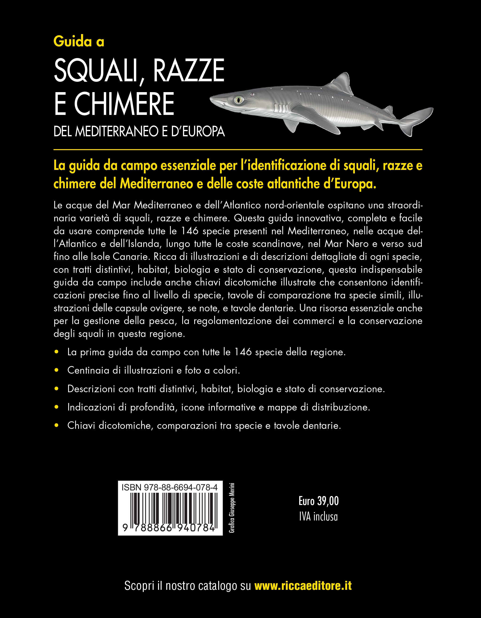 Guida a squali, razze e chimere del Mediterraneo e d'Europa